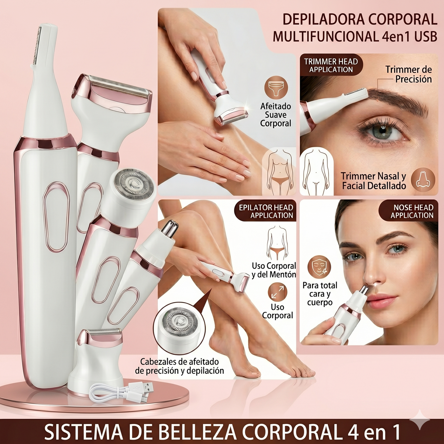Depilador Automático 4 en 1 - Suavidad Total y Sin Dolor
