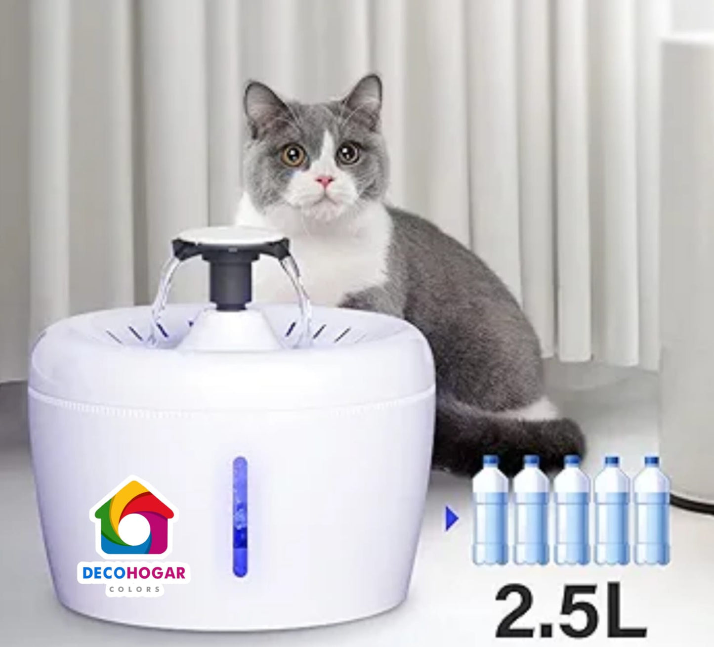 Bebedero de Agua Automática para Mascotas – 2.5L LED