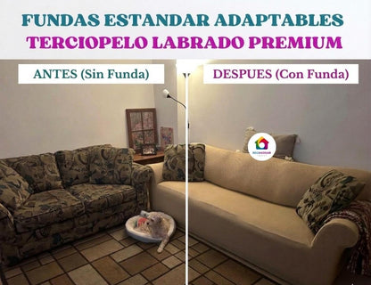Fundas estándar elástico adaptables de Terciopelo Labrado Premium – Juego 3-2-1